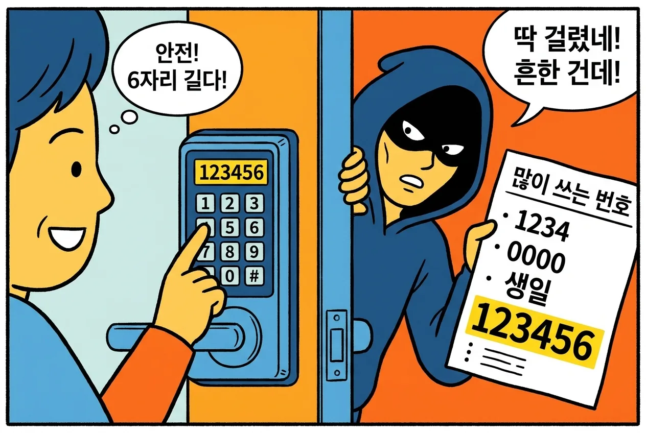 도어락 비밀번호, 자릿수보다 흔한 패턴부터 피해야 합니다